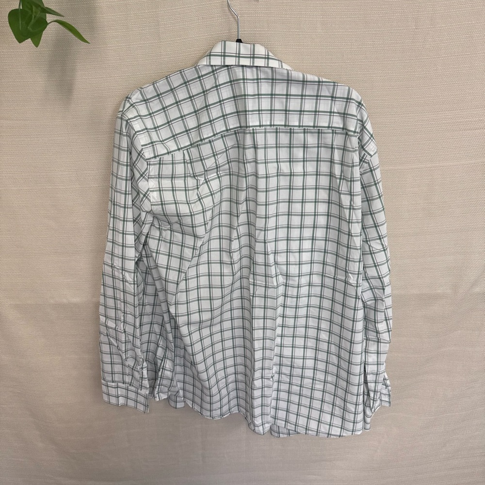 White and Green Casual Button Down Shirt - Picture 3 of 3